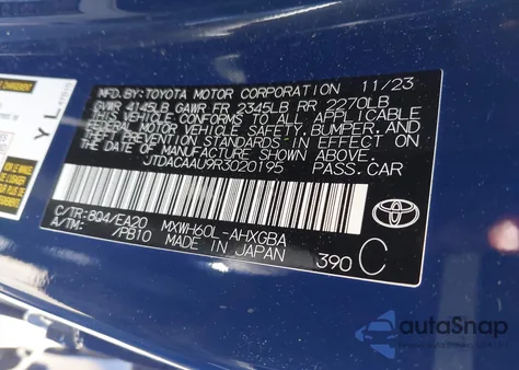 2024 Toyota Prius Xle z USA, uszkodzony, nr VIN JTDACAAU9R3020195